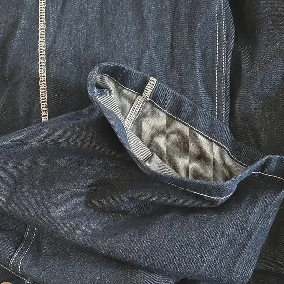 Men's Denim Jumpsuit with White Stitching - Picture 6 of 9